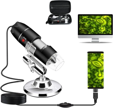 USB-микроскоп Cainda, 50x-1000x, цифровая камера с подставкой и кейсом, для Android, Windows, Mac