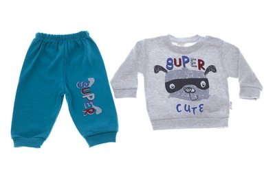 Костюм с длинным рукавом для мальчика трикотажный Super cute бирюзовый 80 см (31807)