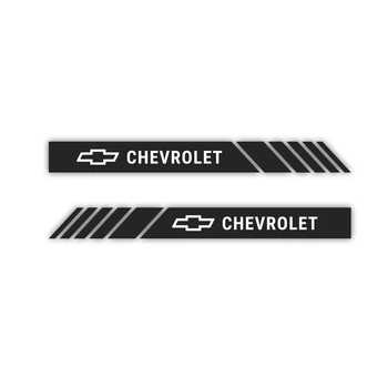 Наклейка на зеркала автомобиля Chevrolet полосы (черная пара) 195*20мм