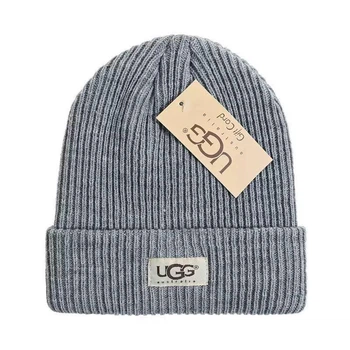 Женская зимняя шапка UGG Australia серая, теплая вязаная шапка из Угг