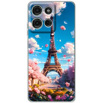 Силиконовый Чехол с Картинкой для Motorola G56 Принт (Париж, Эйфелева Башня) (67912-ysm035)