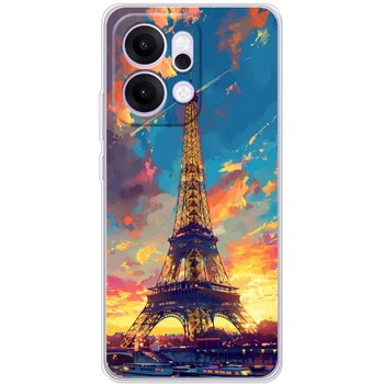 Силиконовый Чехол с Картинкой для OPPO Reno 14 Принт (Париж, Эйфелева Башня) (68322-ysm038)