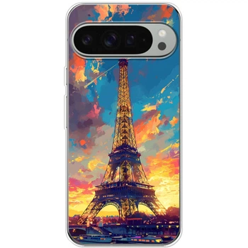 Силиконовый Чехол с Картинкой для Google Pixel 10 Pro XL Принт (Париж, Эйфелева Башня) (67438-ysm038)