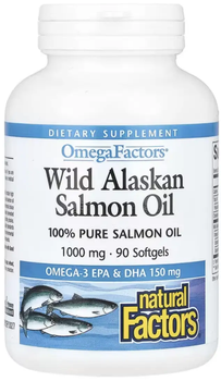 Жир лосося Natural Factors Wild Alaskan Salmon Oil 1000mg 90 капсул