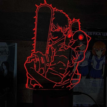 Светильник-ночник Человек-бензопила - Chainsaw Man 16 цветов USB (28009)