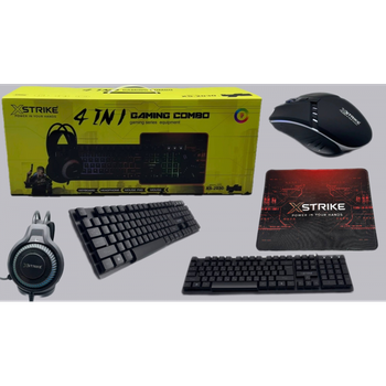 Ігровий комплект XSTRIKE XS-2030 4 в 1 з RGB підсвічуванням — клавіатура, миша, навушники та килимок для геймера