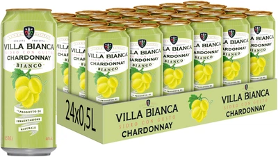 Упаковка сидру Villa Bianca Con Gusto Сhardonnay солодкий 4.4% 0.5 л x 24 шт (4820002713953)
