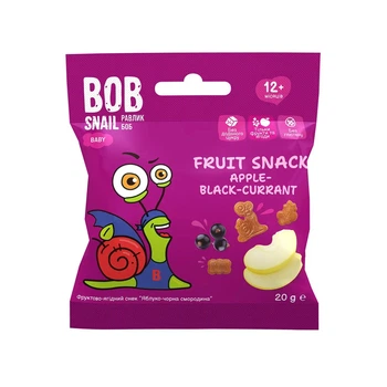 Фруктовий снек Bob Snail яблуко-чорна смородина 20г