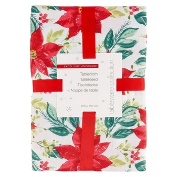 Скатертина Excellent Houseware святкова Різнокольорова 220 x 150 см (139693-W3)