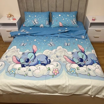 Комплект постільної білизни Soft полуторний Стіч блакитний 150х215 см