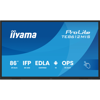 Інтерактивний дисплей сенсорний IIYAMA ProLite TE8612MIS-B4AG 85.6" VA 4K UHD 400 cd/m² Android 14 Black