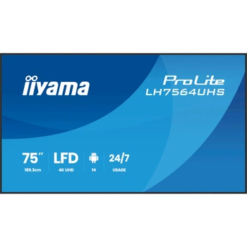 Информационный дисплей IIYAMA ProLite LH7564UHS-B1AG 75" VA 4K UHD 500 cd/m² Android 14 Black