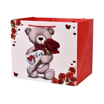 Подарунковий пакет з широким дном Teddy Love R101614-L 31х37х26 см Різнокольоровий