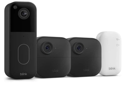 Панель вызова Blink Video Doorbell + Sync Module + 2 камеры Blink Outdoor 4 (4th Gen) – HD-видео, уведомление о движении и звонке, совместимое с Alexа, беспроводное соединение - Black