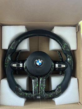 Руль из Кованого Карбона Зеленый BMW M + LED экран F-серия F15 F16 F20 F21 F25 F26 F30 F31 F32 F34 F35 F36