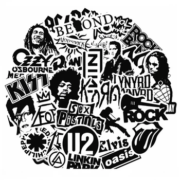 Набір стікерів Bands logo (black-white) (stk-018) (50 шт.)