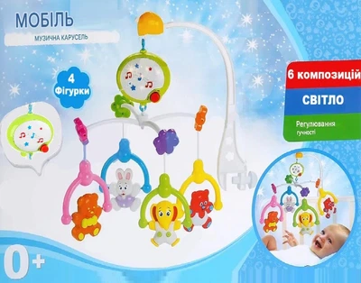 Музыкальный мобиль TK Group Сказочные сны Животные 4 подвески свет звук (84589)