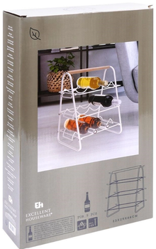 Підставка для вина Excellent Houseware металева на 9 пляшок Біла 33 x 29 x 46 см (8720573226486)