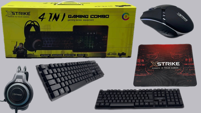 Игровой комплект для геймера XSTRIKE XS-2030 4 в 1 с подсветкой RGB Gaming Мышь Наушники Клавиатура Коврик