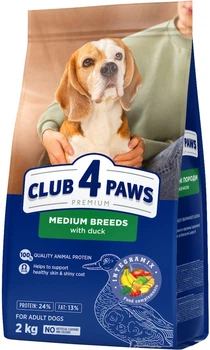 Сухий корм для дорослих собак Club 4 Paws Преміум для середніх порід зі смаком качки