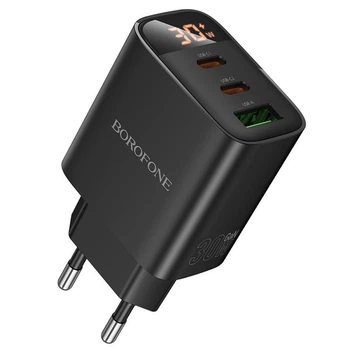 Сетевое зарядное устройство Borofone BA98A Ilustre with digital display PD30W (1USB-A/2C) Black