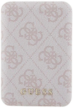 УМБ Guess 4G Leather Metal Logo MagSafe 5000mAh 15W USB-C Pink (3666339210595)