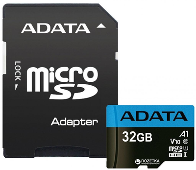 Карта памяти ADATA microSDHC 32GB Premier Class 10 UHS-I A1 + SD-adapter (AUSDH32GUICL10A1-RA1)