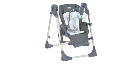 Стульчик для кормления-качели ME 1087-G SWAN Dark Gray с безопасными ремнями и дугой с игрушками