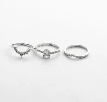 Тройное кольцо с фианитами Maxi Silver 9418 SE 16.5 Серебристый 3 шт