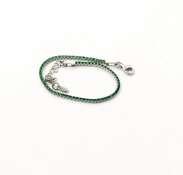 Тенісний браслет з камінням Maxi Silver 9365 SE 16-21 см Сріблясто-зелений