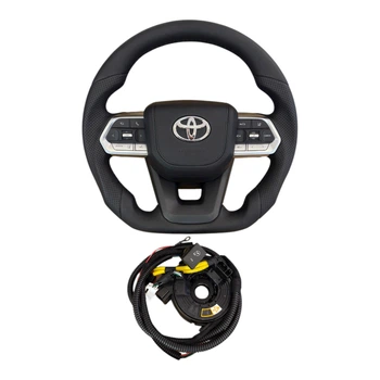 Руль для Toyota Land Cruiser 200(16-21), Prado 150(18-23). С комплектом для установки подогрева. Подушка из кожи. Логотип и кнопки – хром.