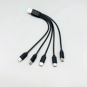 Кабель сплиттер для зарядки и питания Digital USB - 5 Type-C 2A 20 см Черный (A5C-02mB)