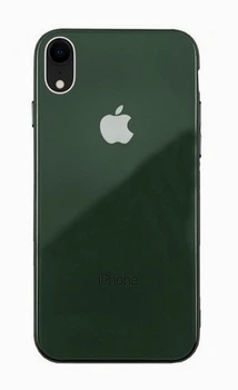 Чехол стеклянный Glass case для IPhone Xr (05) Forest green темно зеленый