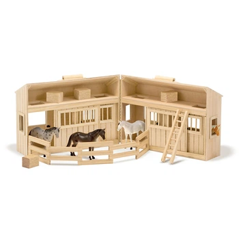 Дерев'яна конюшня-трансформер Melissa & Doug «Fold & Go Stable» з 4 конячками MD3704
