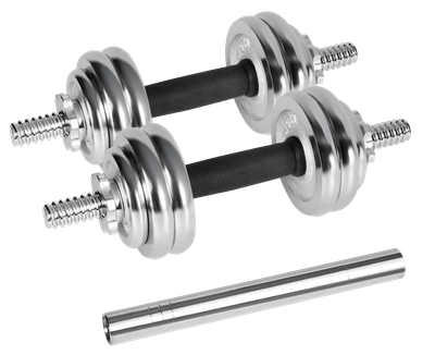 Hantle żeliwne chromowane Rebel Active RBA-2326-15 regulowane w walizce z gryfem 15 kg (5901890122115)