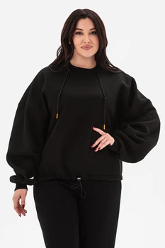 Утеплений світшот OVER чорного кольору S/M/L/XL (3043370)