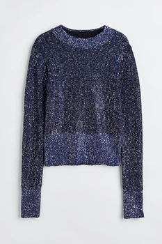 Джемпер H&M 271127858 S Темно-Синий/Серебристый
