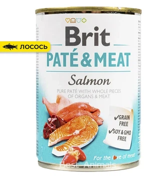 Вологий корм з лососем Brit Pate & Meat Salmon консерва для собак 400 г 1 шт (8595602557462)