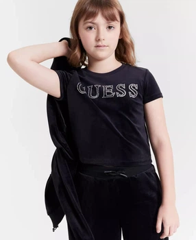 Велюровая футболка Guess со стразами 1159847388 (Черный 14) на рост 157-165 см