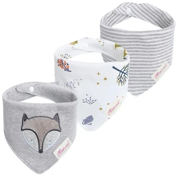 Комплект бавовняних нагрудників преміум якості Mom's Care "Little Fox" (3 шт) для малюків від 0 до 2 років (BC1084)