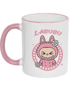 Чашка з рожевим обідком та рожевою ручкою (330 мл) LABUBU (pink)