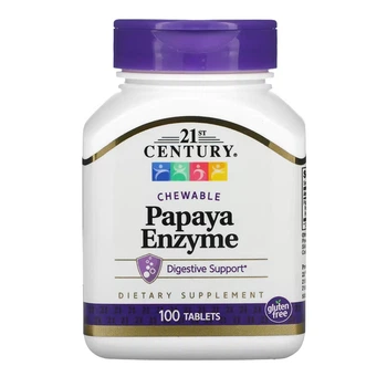 Papaya Enzyme 21st Century, жевательные ферменты папайи, 100 таблеток