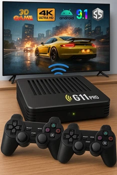 Беспроводная игровая консоль приставка для телевизора G11 PRO 2025 64Gb 4К HDMI Game Stick с двумя беспроводными джойстиками Пультом 20 000 игр Dendy Game Boy Nintendo PlayStation Retro PS1 NES SEGA MAME PSP N64 SNES GBA
