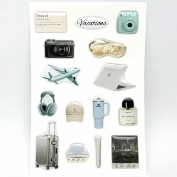 Объёмные 3D наклейки TRAVEL BEIGE Набор 15 шт Stiker Pack стикеры на ноутбук смартфон планшет iPhone Samsung Xiaomi Pixel Huawei