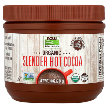 Какао-порошок NOW Foods, Cocoa Lovers "Organic Slender Hot Cocoa" зі смаком молочного шоколаду, без цукру (284 р)