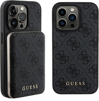 Комплект Guess Case 4G Metal Logo for iPhone 14 Pro Max + Powerbank 5000mAh MagSafe Black (GUBPM5P14X4GEMGK)