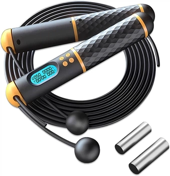Розумна електронна скакалка з лічильником стрибків, калорій та часу EasyFit SmartRope EF-1908-BY 3 м Чорна (56003647)