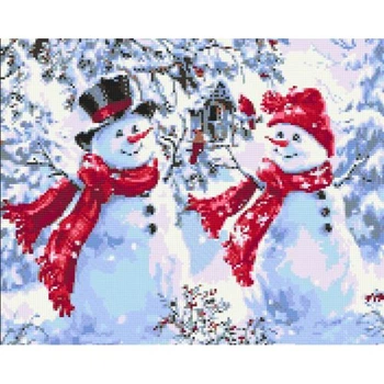 Алмазная мозаика Веселые снеговики 40х50 см Origami картина для снятия стресса (541510)