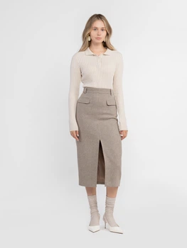 Поло жіноче бежеве трикотажне з довгим рукавом Arber Polo Knit FW AM2 M бежевий (KW10.07.16.53)