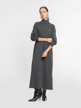 Сукня довжини міді сіра трикотажна Arber Dress t-neck D1 WTR-210 XS сірий (W22.05.14.534)